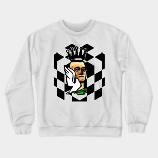 Cubed skull with crown and dove of peace Crewneck Sweatshirt